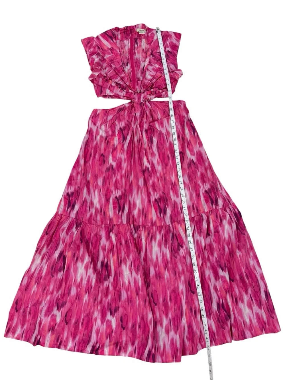 Jason Wu Pink Watercolor Ikat Cutout Maxi Dress Cotton Blend Size M